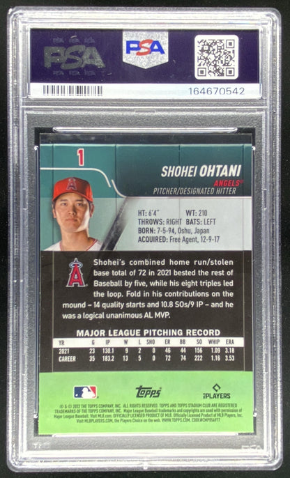 2022 Topps Stadium Club Chrome Shohei Ohtani #1 graded PSA 10 trading card