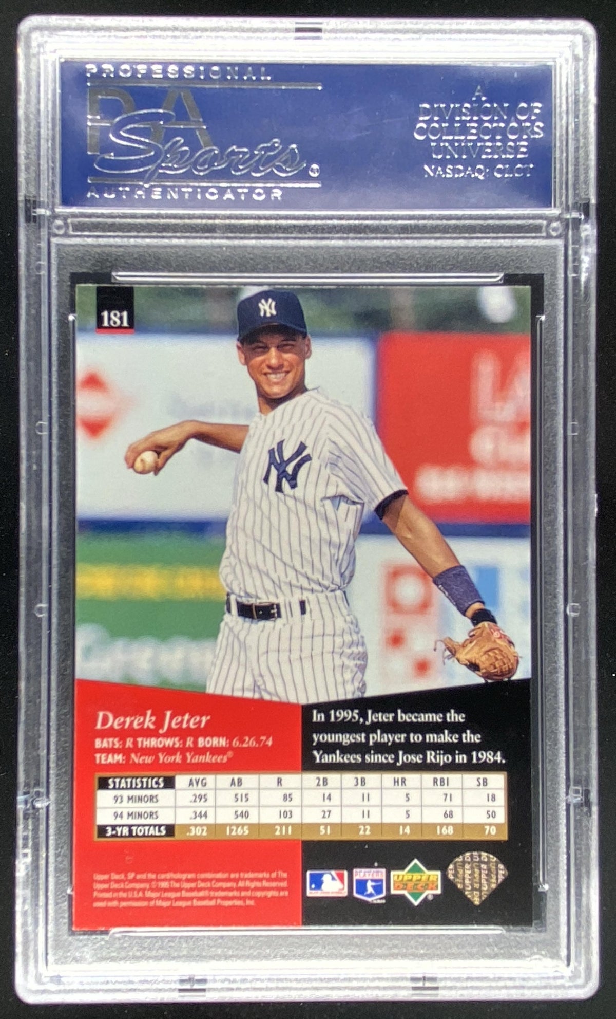 1995 SP Derek Jeter #181 graded PSA 10 trading card