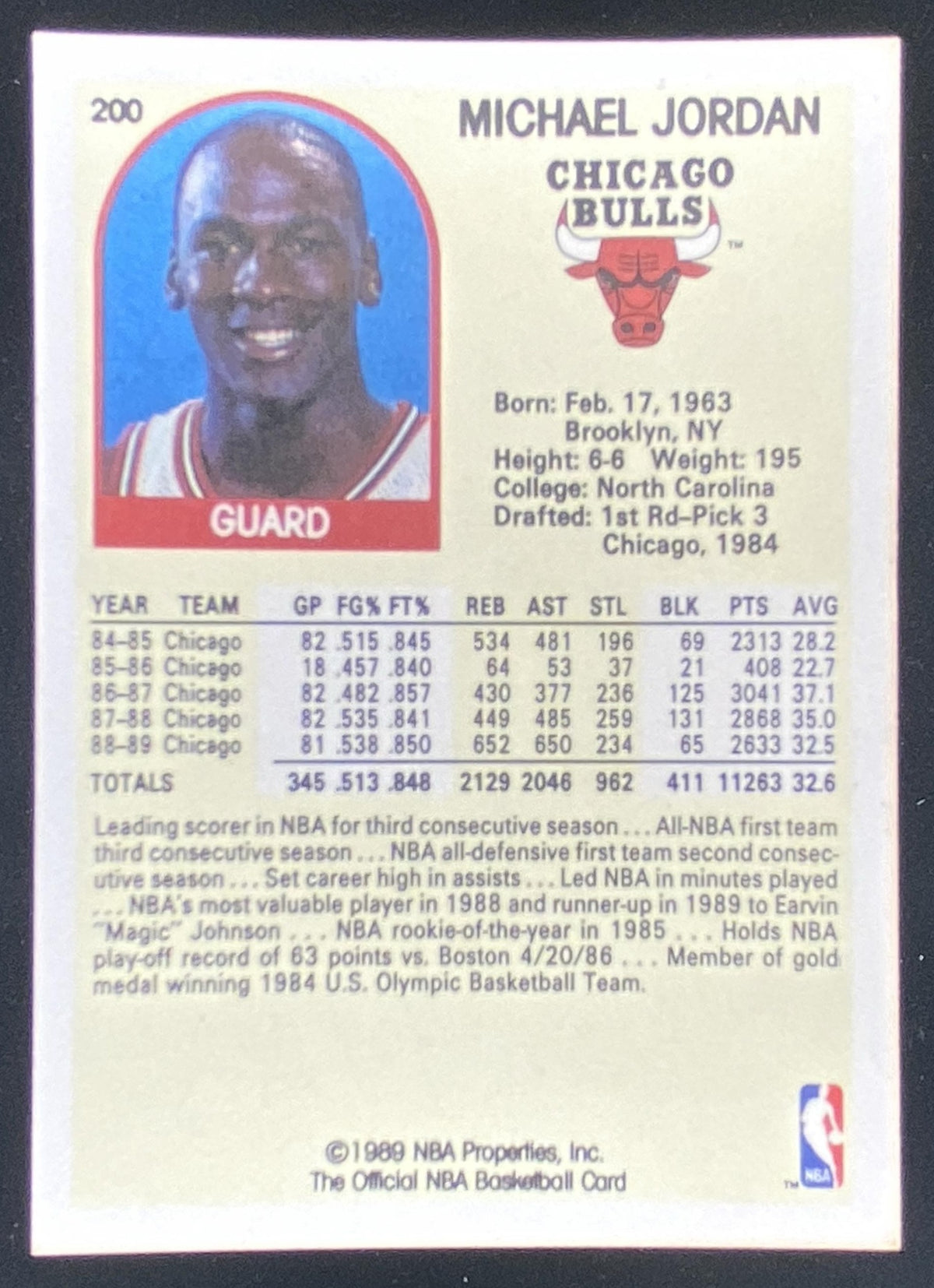 1989 Hoops Michael Jordan #200 trading card