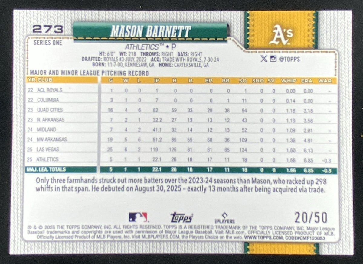 2026 Topps Series 1 Mason Barnett #273 trading card