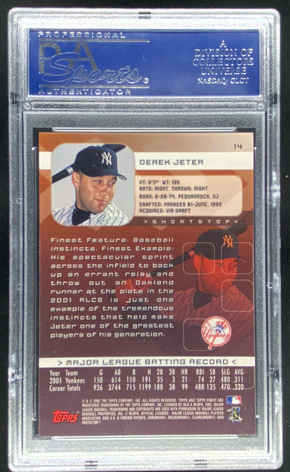 2002 Topps Finest Derek Jeter #14 graded PSA 10 trading card