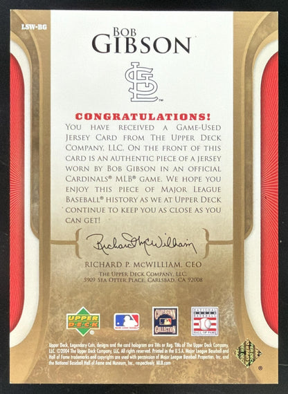 2004 SP Legendary Cuts Legendary Swatches Bob Gibson Jersey