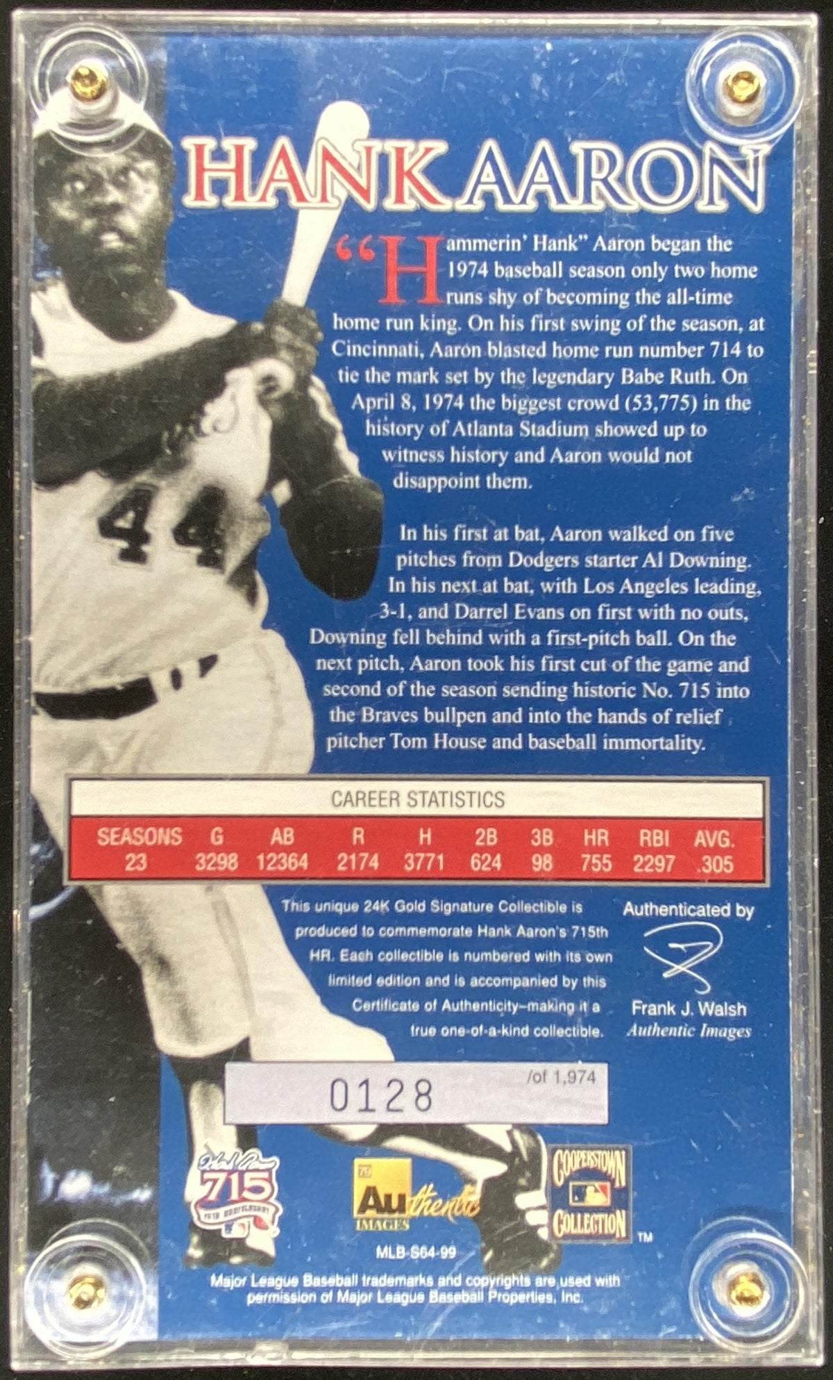 1998 Home Run Card Hank Aaron trading card