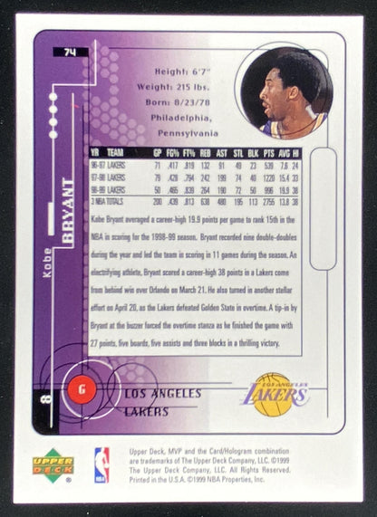 1999 Upper Deck MVP Kobe Bryant #74 trading card