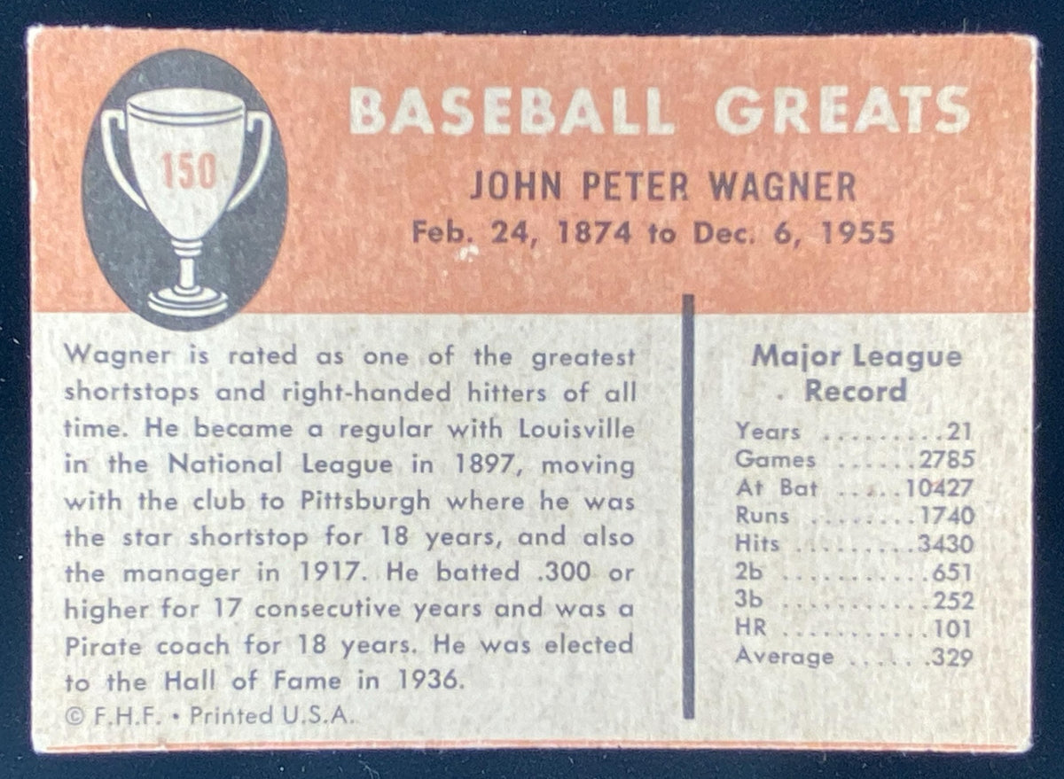 1961 Fleer Baseball Greats Honus Wagner #150 trading card