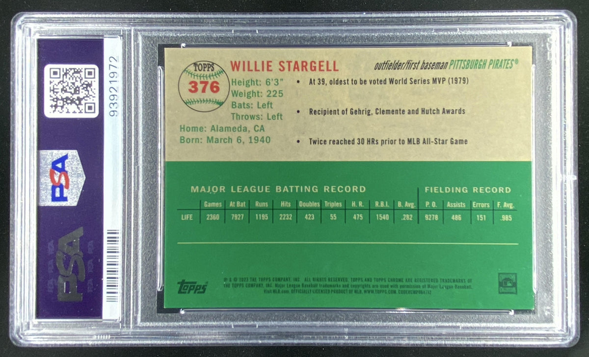 2023 Topps Chrome Platinum Willie Stargell graded PSA 9 trading card