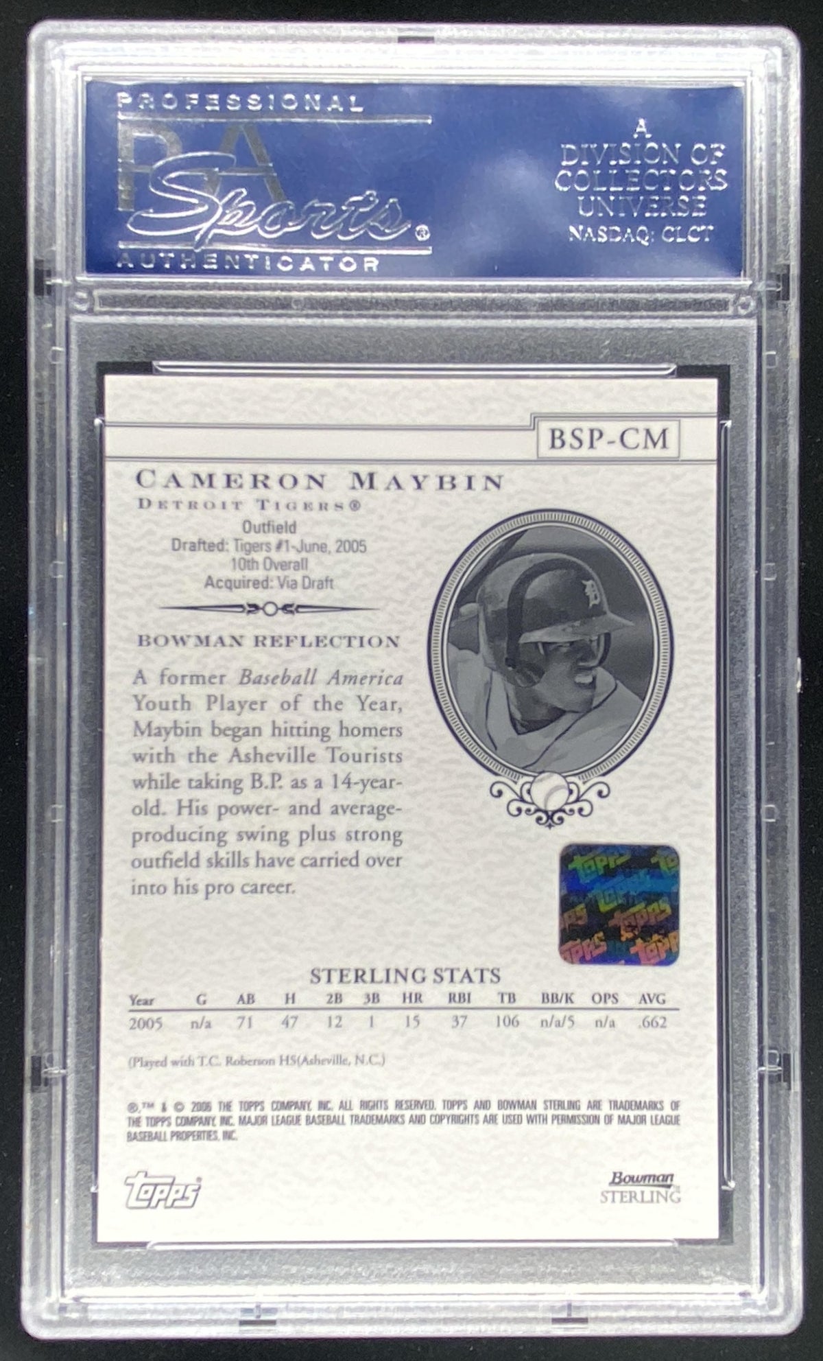 2006 Bowman Sterling Cameron Maybin #BSP-CM graded PSA 10 trading card