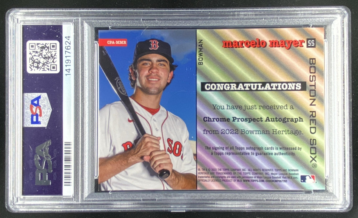 2022 Bowman Heritage Chrome Marcelo Mayer #CPA-MMR graded PSA 10 trading card
