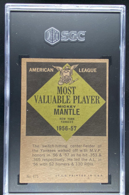 1961 Topps Mickey Mantle #475 graded SGC 6 trading card