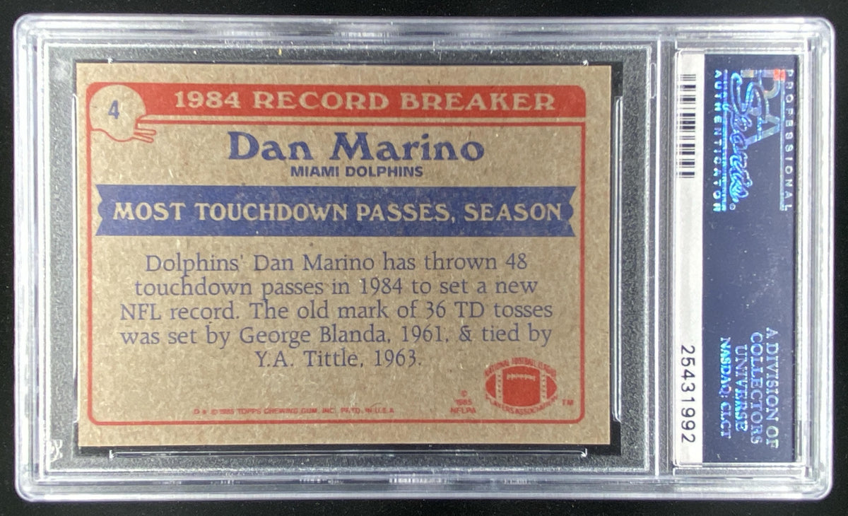 1985 Topps Dan Marino #4 graded PSA 8 trading card