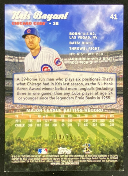 2017 Topps Stadium Club Kris Bryant #41 trading card