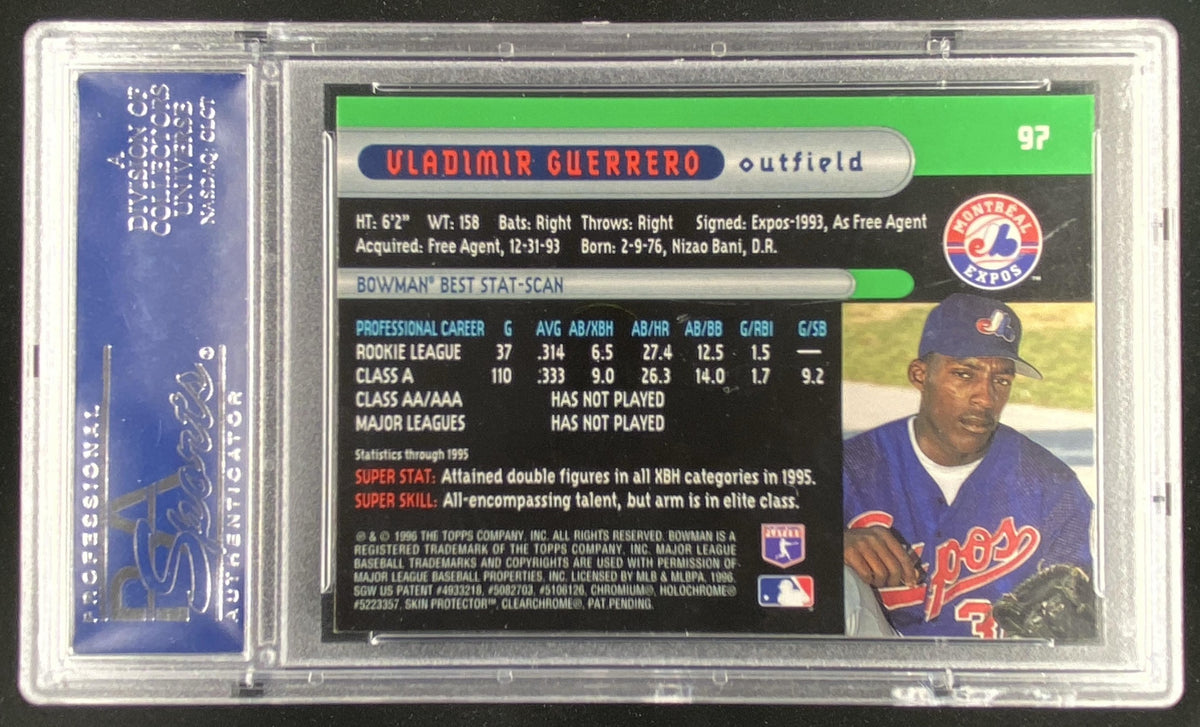 1996 Bowman's Best Vladimir Guerrero #97 graded PSA 10 trading card