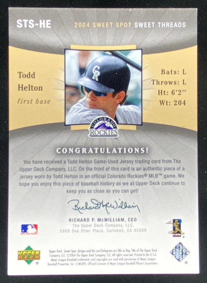 2004 Upper Deck Sweet Spot Todd Helton #STS-HE trading card
