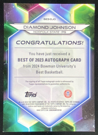 2023 Bowman's Best University Diamond Johnson trading card
