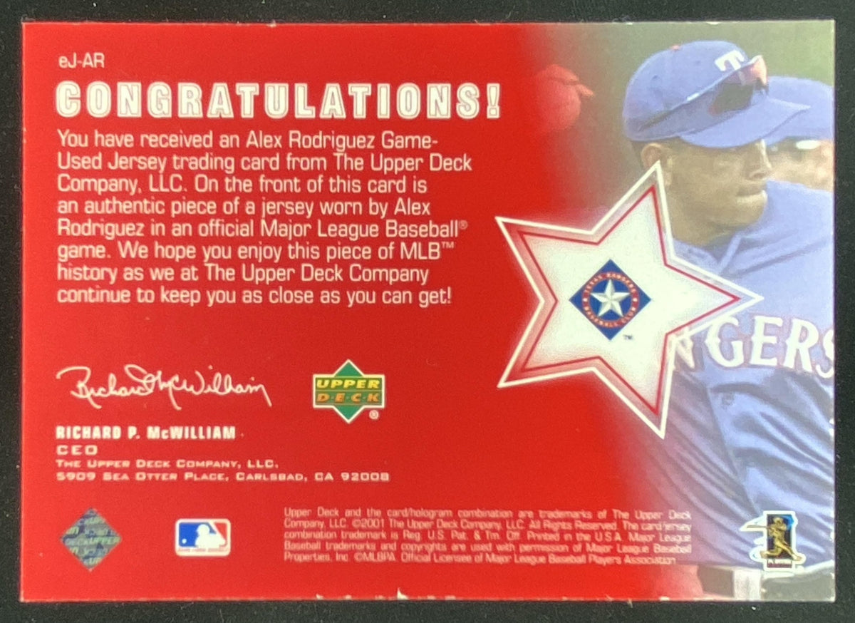 2001 Upper Deck E-Volve Alex Rodriguez #EJ-AR trading card