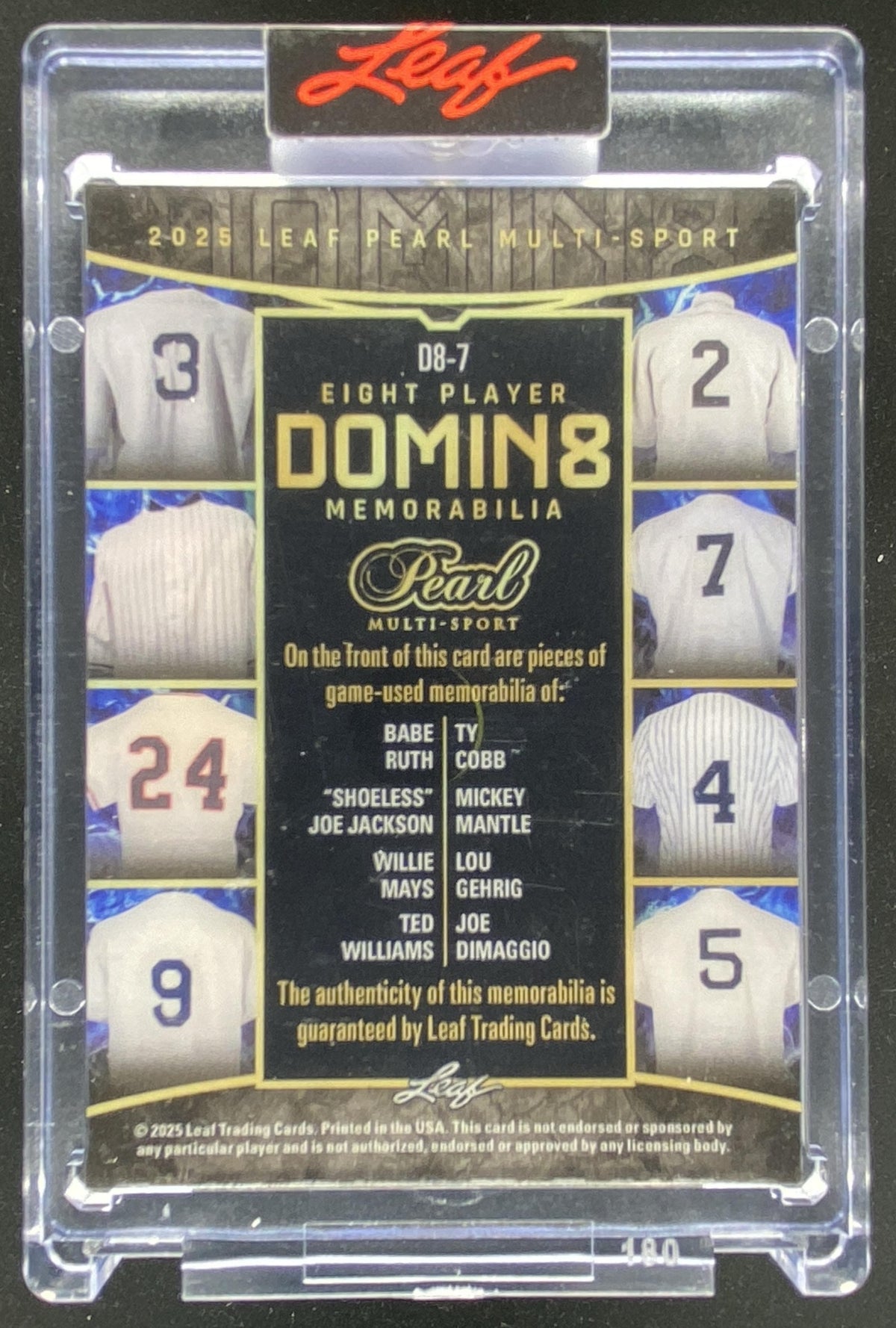 2025 Leaf Pearl Babe Ruth / Ty Cobb / Shoeless Joe Jackson / Mickey Mantle / Willie Mays / Lou Gehrig / Ted Williams / Joe DiMaggio trading card