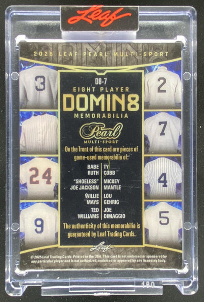 2025 Leaf Pearl Babe Ruth / Ty Cobb / Shoeless Joe Jackson / Mickey Mantle / Willie Mays / Lou Gehrig / Ted Williams / Joe DiMaggio trading card
