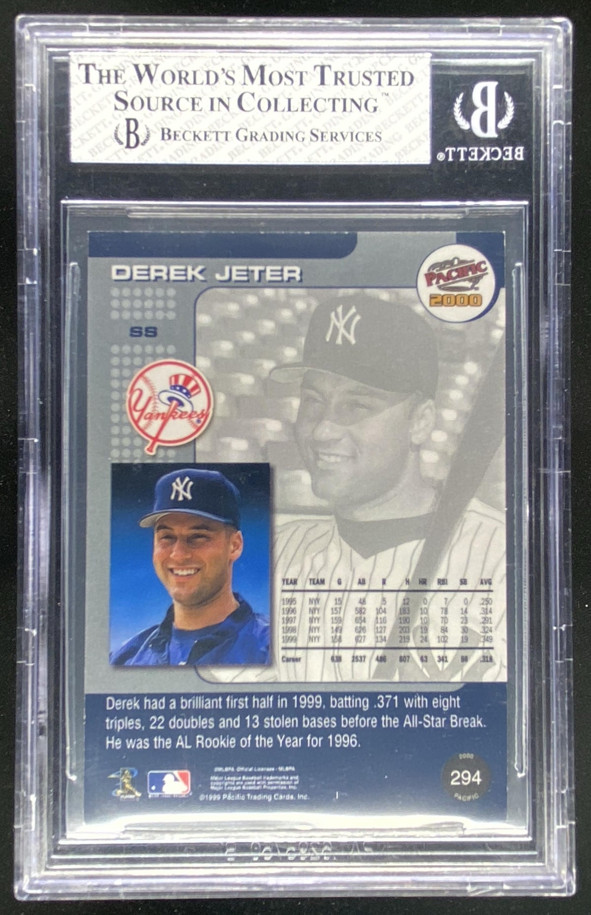 2000 Pacific Derek Jeter #294A graded BGS 8 trading card