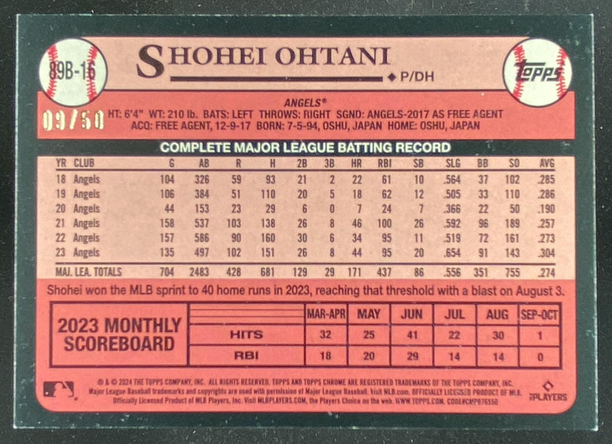 2024 Topps Shohei Ohtani #89B-16 trading card