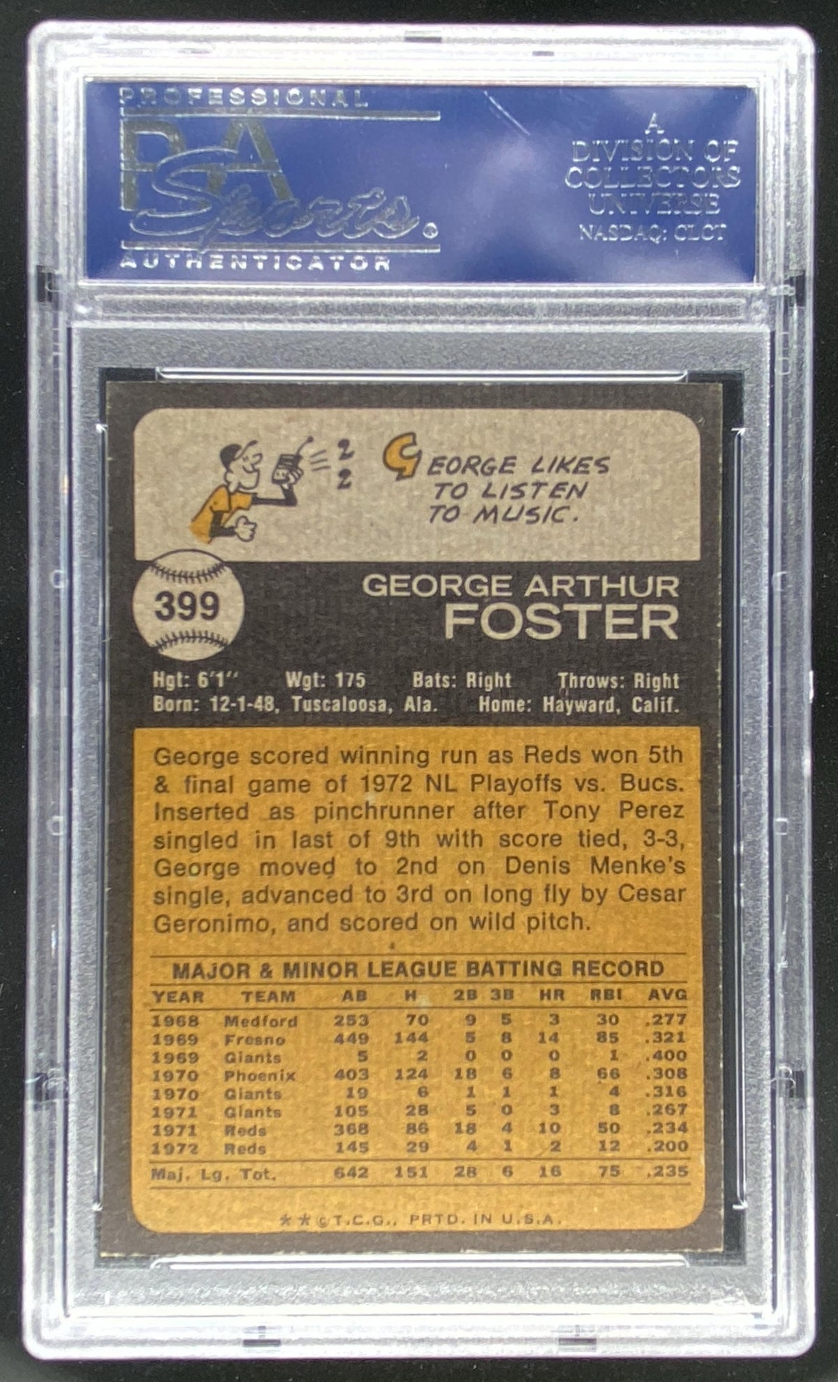 1973 Topps George Foster graded PSA 8 trading card