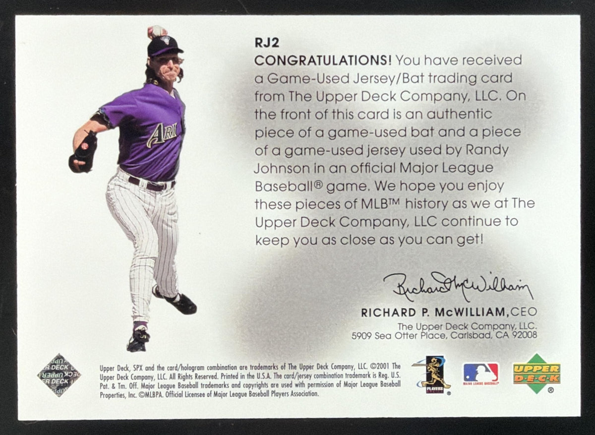 2001 SPx Randy Johnson Jersey Bat