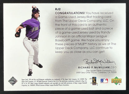 2001 SPx Randy Johnson Jersey Bat