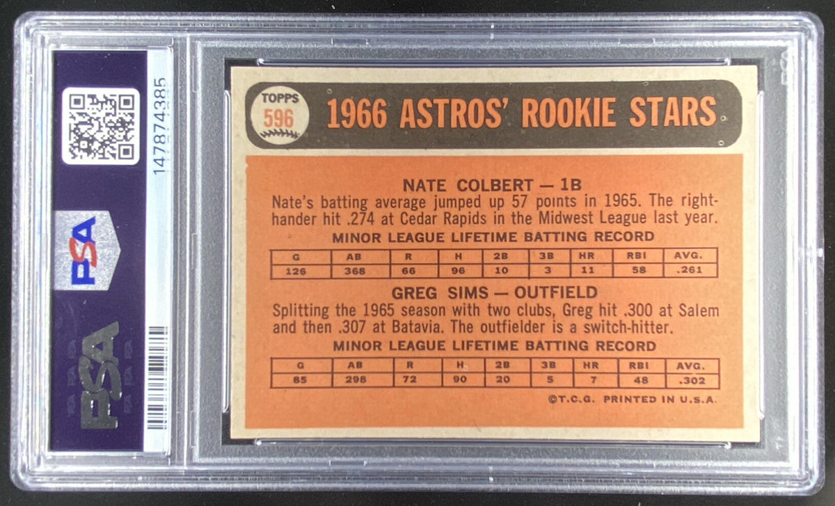1966 Topps Nate Colbert / Greg Sims #596 graded PSA 7 trading card