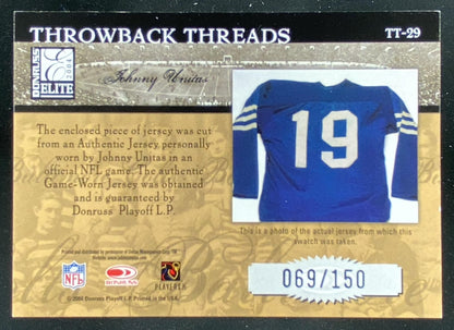 2004 Donruss Elite Johnny Unitas #TT-29 trading card