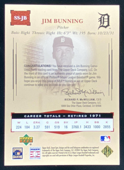 2004 Upper Deck Sweet Spot Classic Jim Bunning trading card