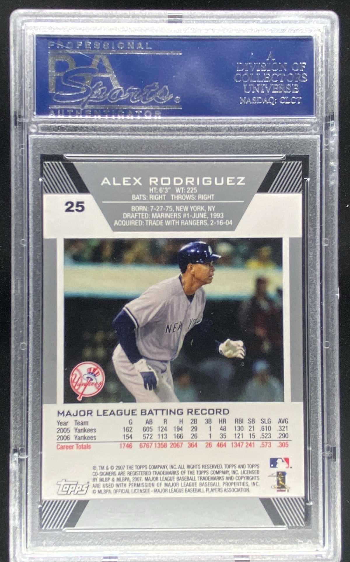 2007 Topps Co-Signers Alex Rodriguez #25 graded PSA 10 trading card
