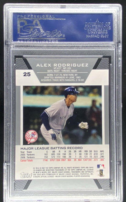2007 Topps Co-Signers Alex Rodriguez #25 graded PSA 10 trading card