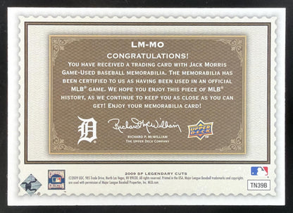 2009 SP Legendary Cuts Jack Morris Jersey /50