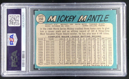 1965 Topps Mickey Mantle #350 graded PSA 5 trading card