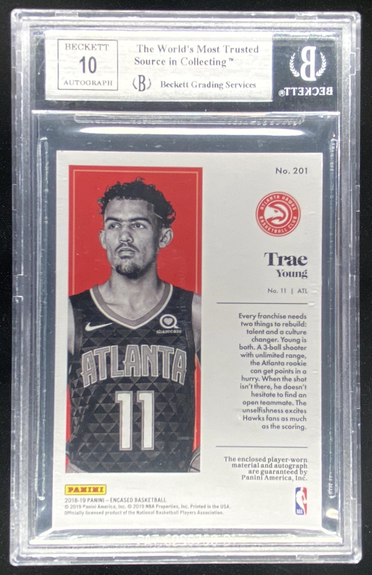 2018 Panini Encased Trae Young #201 graded BGS 9 trading card