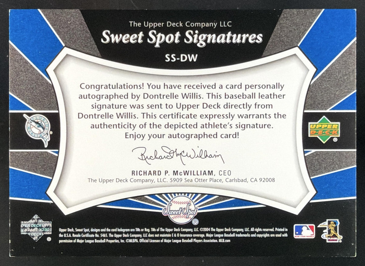 2004 Upper Deck Sweet Spot Signatures Dontrelle Willis Auto
