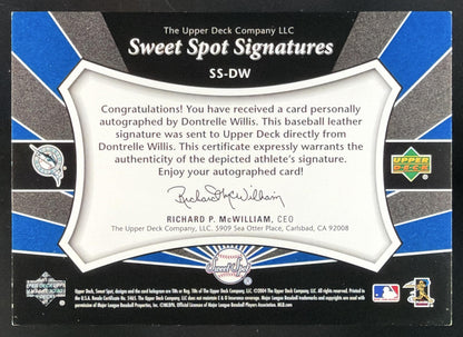 2004 Upper Deck Sweet Spot Signatures Dontrelle Willis Auto
