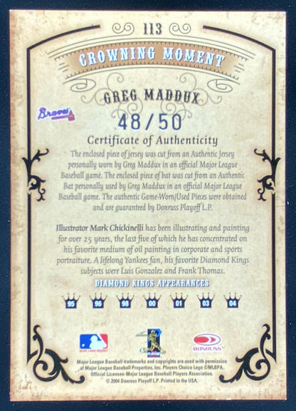2004 Donruss Diamond Kings Greg Maddux #113 trading card