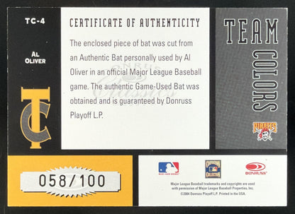 2004 Donruss Classics Team Colors Al Oliver Bat Auto /100