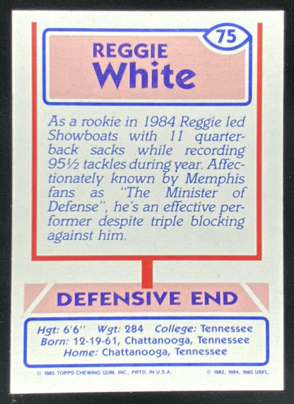 1985 Topps USFL Reggie White #75 trading card