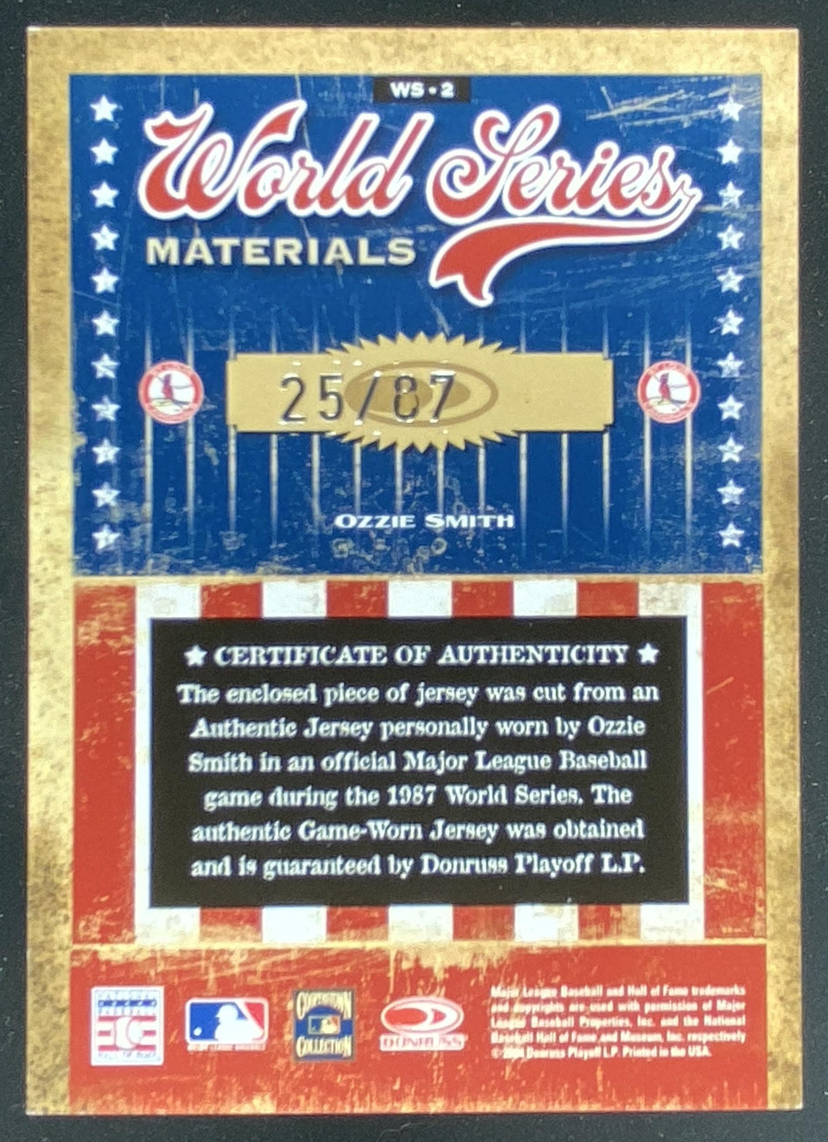 2004 Donruss Timeless Treasures Ozzie Smith #WS-2 trading card