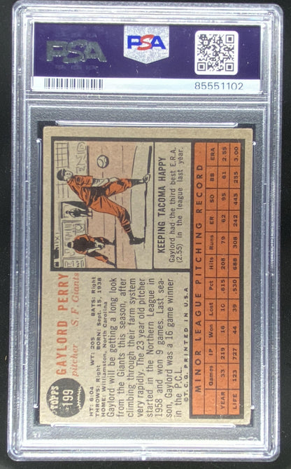 1962 Topps Gaylord Perry #199 graded PSA 2 trading card