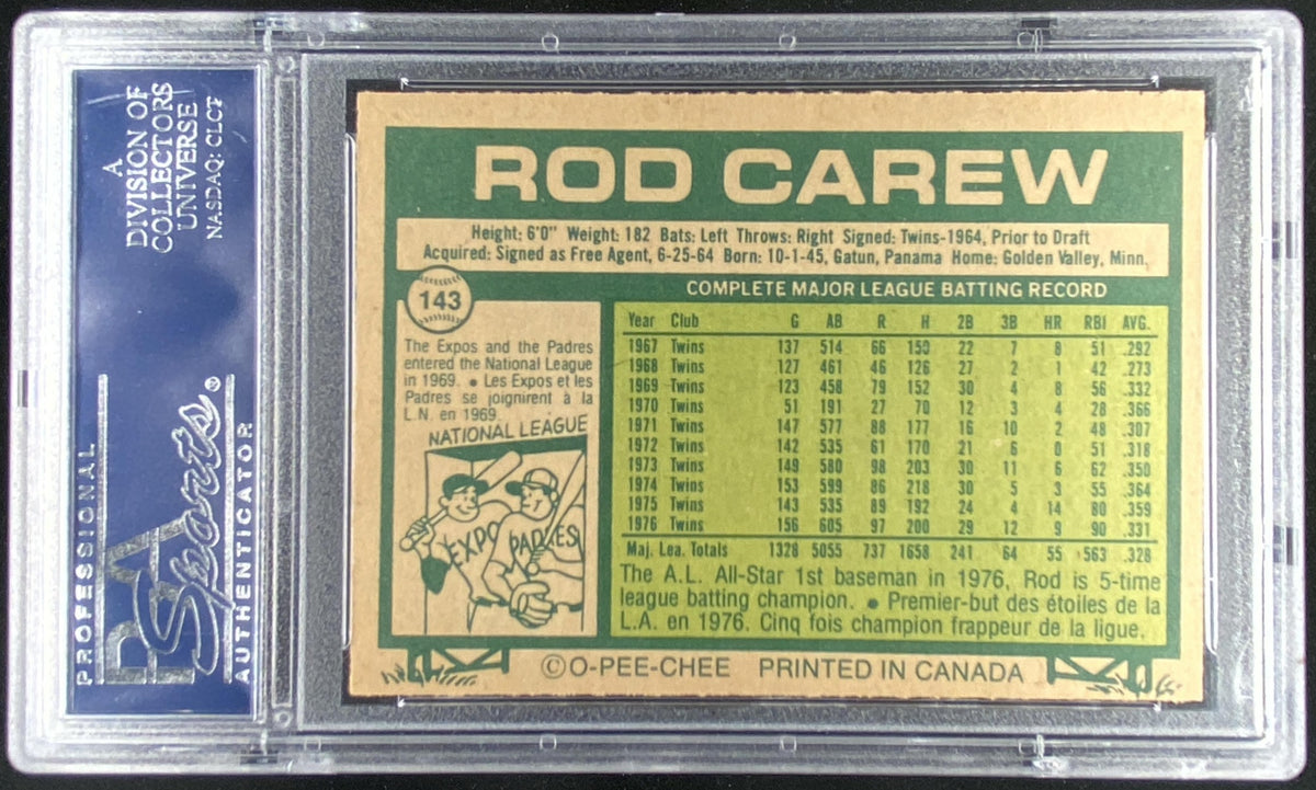 1977 O-Pee-Chee Rod Carew graded PSA 9 trading card