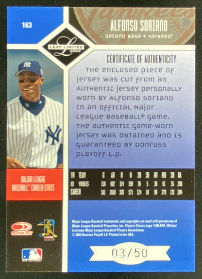 2004 Leaf Limited Alfonso Soriano #163 trading card