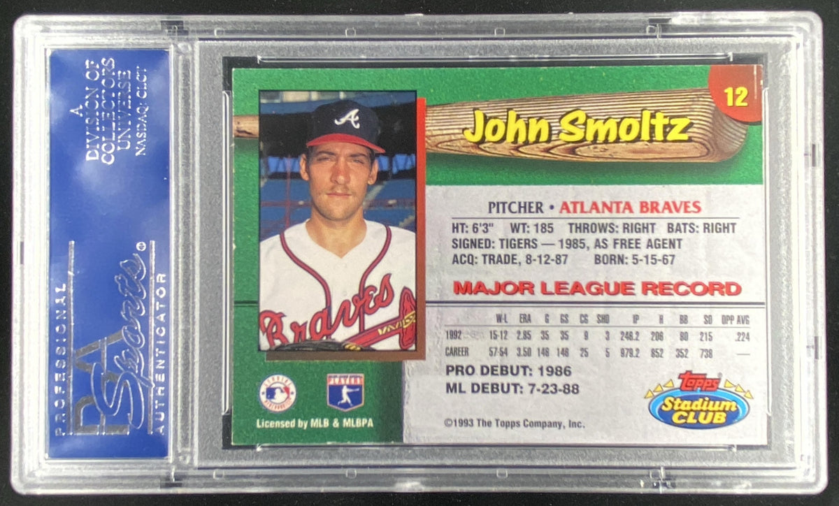 1993 Topps Stadium Club John Smoltz #12 PSA authenticated autograph trading card