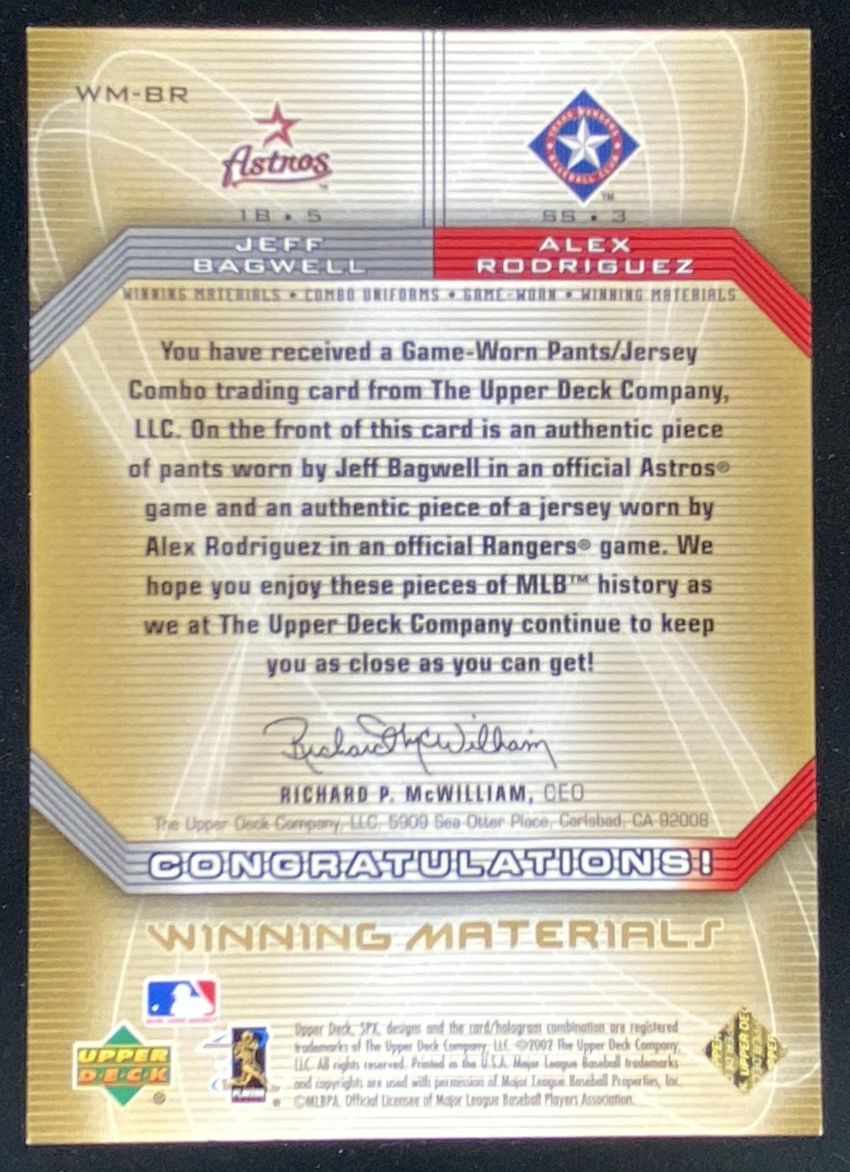 2002 SPx Jeff Bagwell / Alex Rodriguez trading card