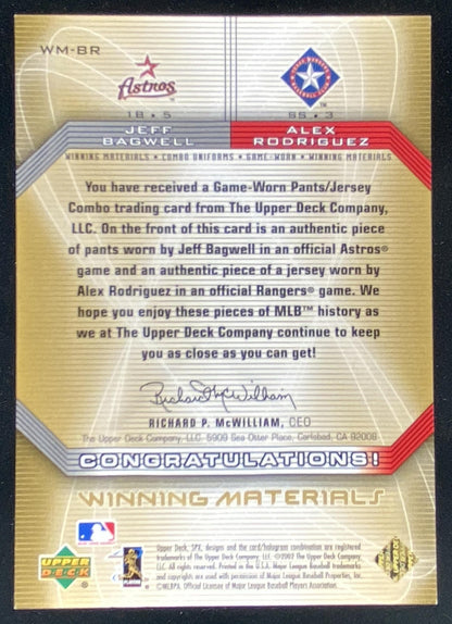 2002 SPx Jeff Bagwell / Alex Rodriguez trading card