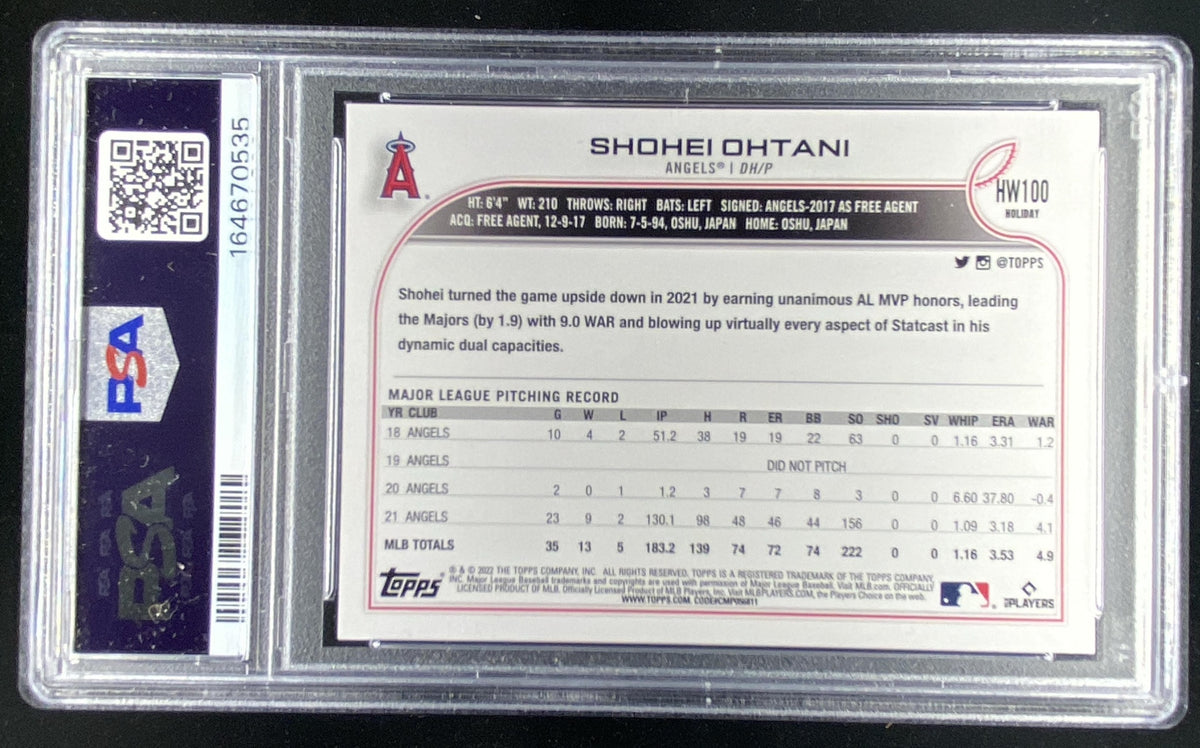 2022 Topps Holiday Shohei Ohtani #HW100 graded PSA 10 trading card