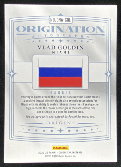 2025 Panini Origins Vlad Goldin #ONA-GOL trading card
