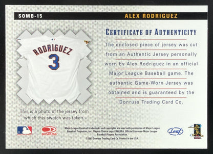 2004 Leaf Shirt Off My Back Alex Rodriguez Jersey