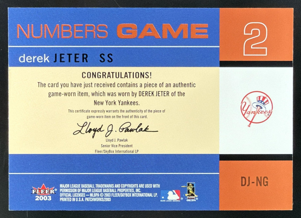 2003 Fleer Patchworks Numbers Game Derek Jeter Jersey
